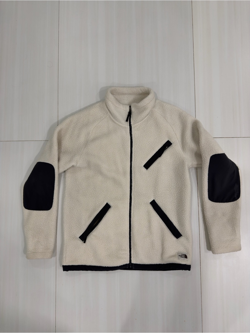 The North Face Cream Sherpa Jacket with Black Accents